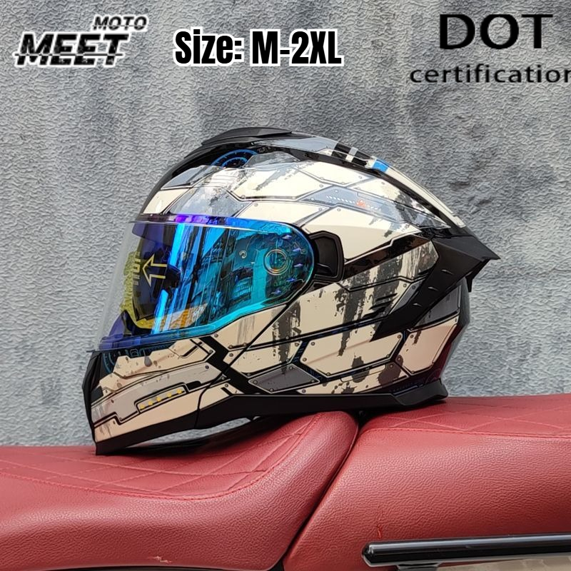 Dual Visor Motorcycle Racing Helmet - Capacete de motociclismo unissexo, com proteção