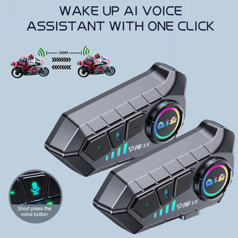 Full Face Motorcycle Helmet With Bluetooth - Y10 2x motocicleta interfone fone de
