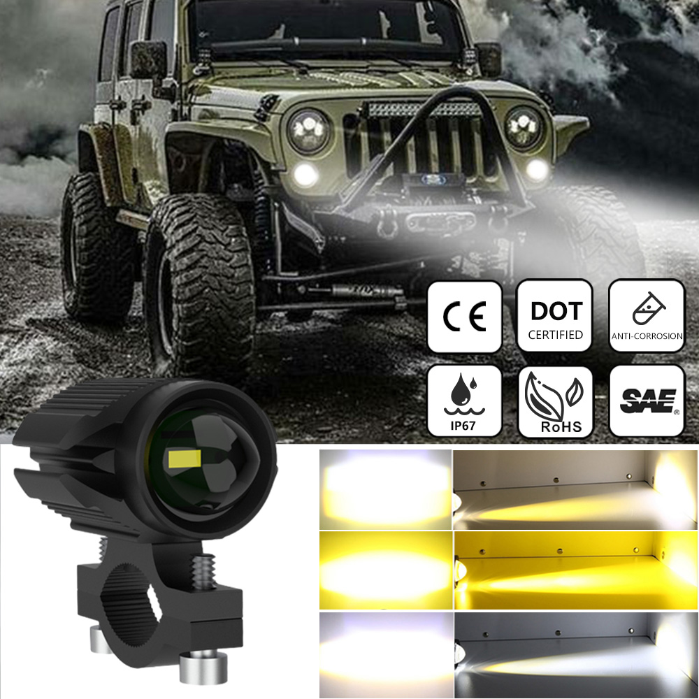 Faróis LED de duas cores para  - Universal Motorcycle Led Headlight Projector avaliação e preço