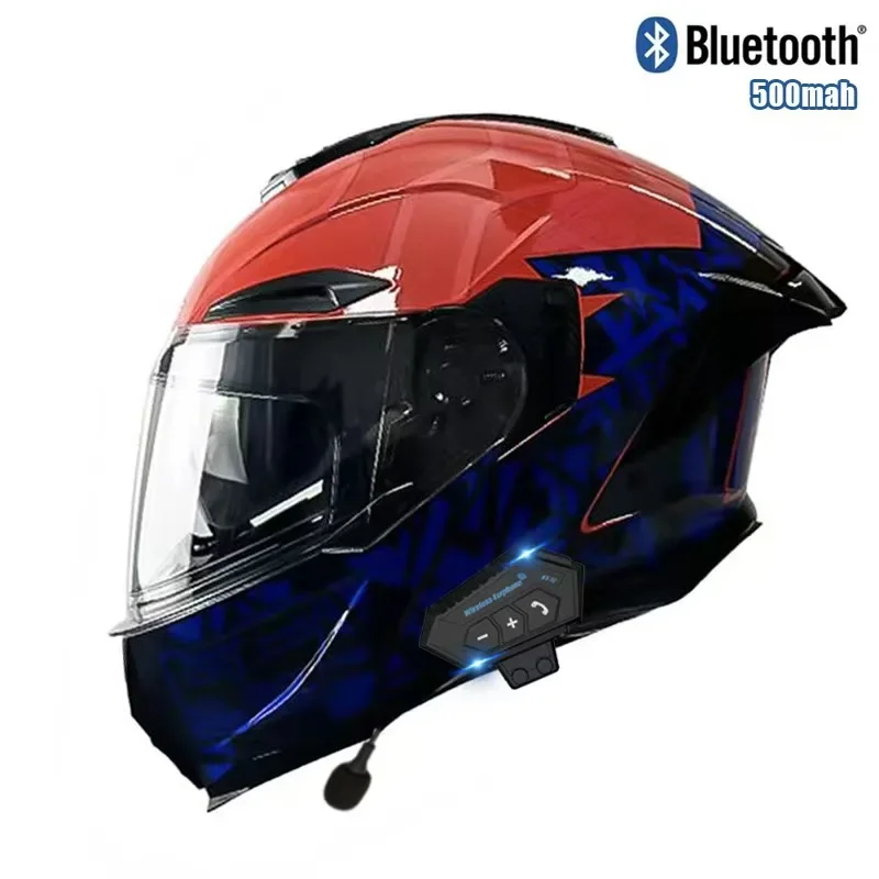 Flip up capacete da motociclet - Full Face Motorcycle Helmet With Bluetooth avaliação e preço