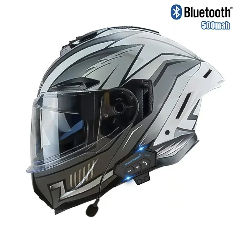 Flip up capacete da motociclet - Full Face Motorcycle Helmet With Bluetooth avaliação e preço