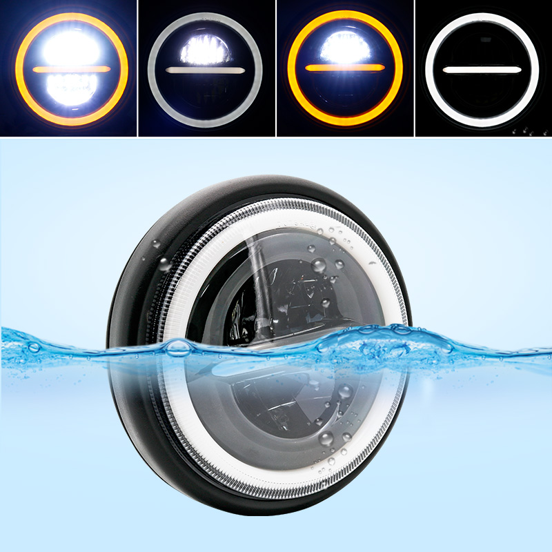 Farol redondo universal LED pa - Universal Motorcycle Led Headlight Projector avaliação e preço