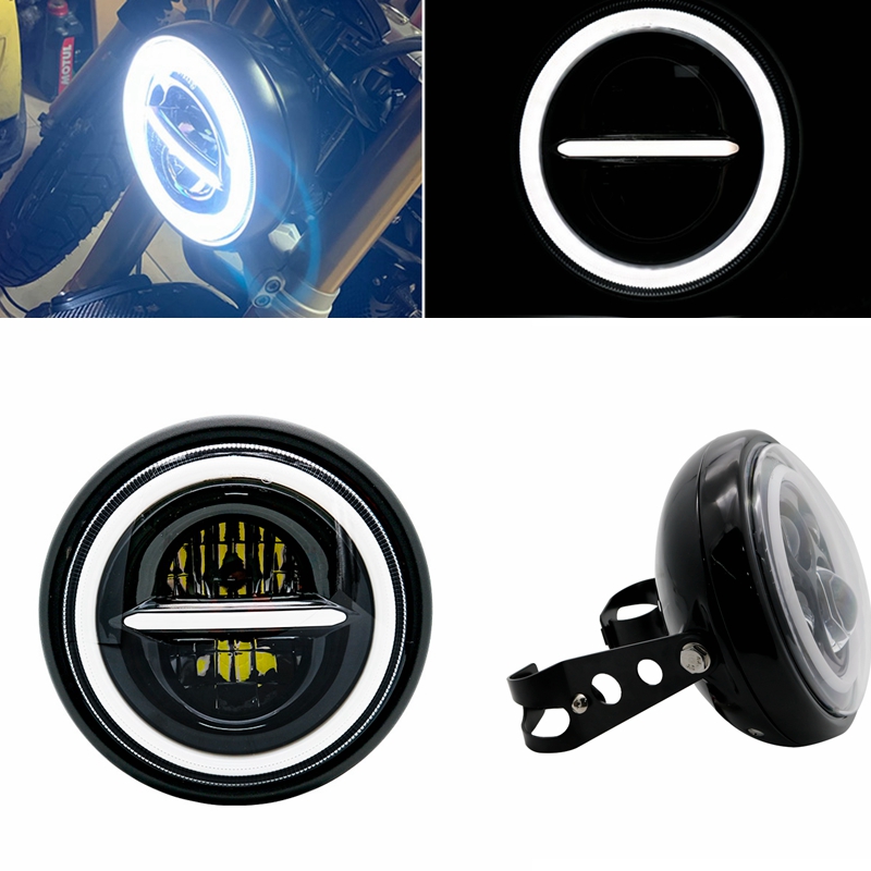 Farol redondo universal LED pa - Universal Motorcycle Led Headlight Projector avaliação e preço