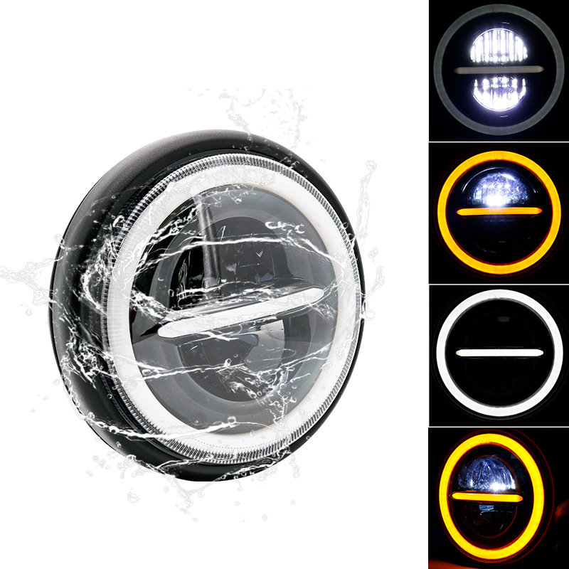 Farol redondo universal LED pa - Universal Motorcycle Led Headlight Projector avaliação e preço